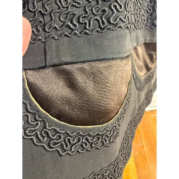 Antique 1910's French Voile Black Skirt Soutache Velvet Embellished XS - Picture 10 of 16
